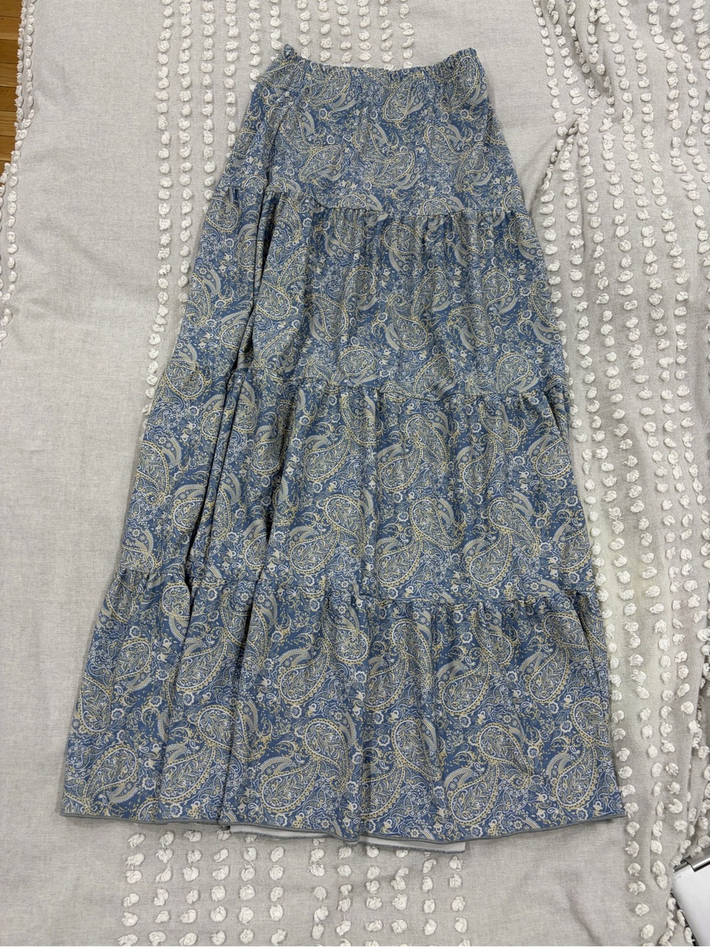 Blue Paisley Tiered Maxi swim Skirt